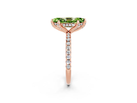 Rose gold Marquise Cut Diamond Solitaire Ring with Four-Prong Setting and Pavé Band_2
