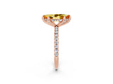 Rose gold Marquise Cut Diamond Solitaire Ring with Four-Prong Setting and Pavé Band_2