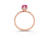 Rose gold Marquise Cut Diamond Solitaire Ring with Four-Prong Setting and Pavé Band_3
