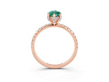 Rose gold Marquise Cut Diamond Solitaire Ring with Four-Prong Setting and Pavé Band_3