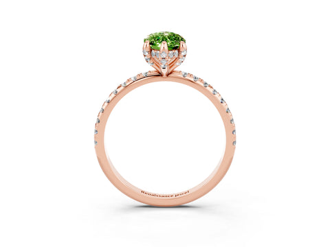 Rose gold Marquise Cut Diamond Solitaire Ring with Four-Prong Setting and Pavé Band_3