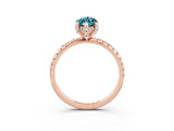 Rose gold Marquise Cut Diamond Solitaire Ring with Four-Prong Setting and Pavé Band_3