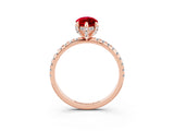 Rose gold Marquise Cut Diamond Solitaire Ring with Four-Prong Setting and Pavé Band_3