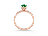 Rose gold Marquise Cut Diamond Solitaire Ring with Four-Prong Setting and Pavé Band_3