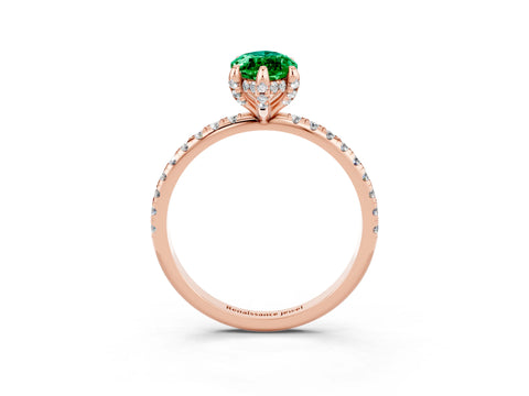 Rose gold Marquise Cut Diamond Solitaire Ring with Four-Prong Setting and Pavé Band_3