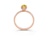 Rose gold Marquise Cut Diamond Solitaire Ring with Four-Prong Setting and Pavé Band_3