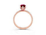 Rose gold Marquise Cut Diamond Solitaire Ring with Four-Prong Setting and Pavé Band_3