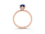 Rose gold Marquise Cut Diamond Solitaire Ring with Four-Prong Setting and Pavé Band_3