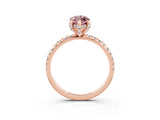 Rose gold Marquise Cut Diamond Solitaire Ring with Four-Prong Setting and Pavé Band_3