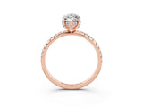 Rose gold Marquise Cut Diamond Solitaire Ring with Four-Prong Setting and Pavé Band_3