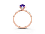 Rose gold Marquise Cut Diamond Solitaire Ring with Four-Prong Setting and Pavé Band_3
