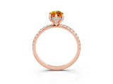Rose gold Marquise Cut Diamond Solitaire Ring with Four-Prong Setting and Pavé Band_3