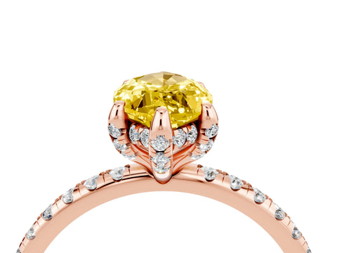 Rose gold Marquise Cut Diamond Solitaire Ring with Four-Prong Setting and Pavé Band_4