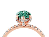 Rose gold Marquise Cut Diamond Solitaire Ring with Four-Prong Setting and Pavé Band_4