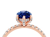 Rose gold Marquise Cut Diamond Solitaire Ring with Four-Prong Setting and Pavé Band_4