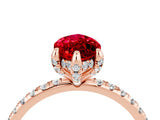 Rose gold Marquise Cut Diamond Solitaire Ring with Four-Prong Setting and Pavé Band_4