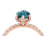 Rose gold Marquise Cut Diamond Solitaire Ring with Four-Prong Setting and Pavé Band_4