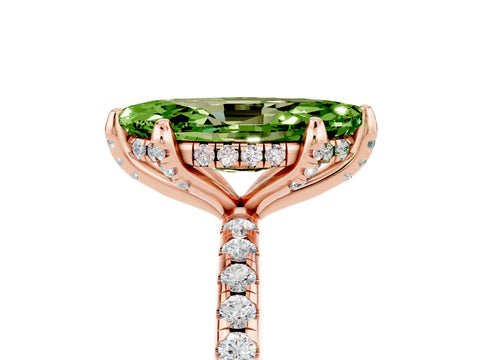 Rose gold Marquise Cut Diamond Solitaire Ring with Four-Prong Setting and Pavé Band_5