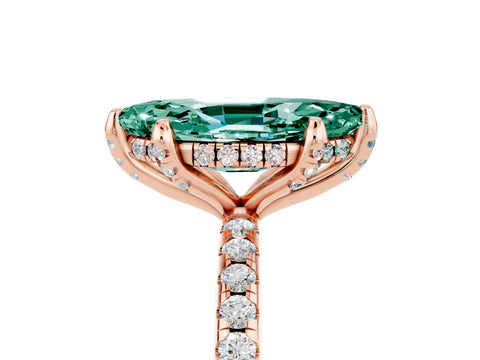 Rose gold Marquise Cut Diamond Solitaire Ring with Four-Prong Setting and Pavé Band_5