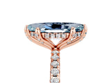 Rose gold Marquise Cut Diamond Solitaire Ring with Four-Prong Setting and Pavé Band_5