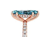 Rose gold Marquise Cut Diamond Solitaire Ring with Four-Prong Setting and Pavé Band_5
