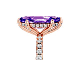 Rose gold Marquise Cut Diamond Solitaire Ring with Four-Prong Setting and Pavé Band_5