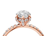Rose gold Marquise Cut Diamond Solitaire Ring with Four-Prong Setting and Pavé Band_7