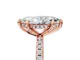 Rose gold Marquise Cut Diamond Solitaire Ring with Four-Prong Setting and Pavé Band_8