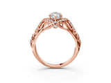 Rose gold Marquise Cut Diamond Solitaire Ring with Hidden Halo and Pavé Band_30