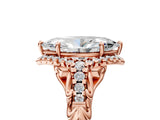 Rose gold Marquise Cut Diamond Solitaire Ring with Hidden Halo and Pavé Band_32