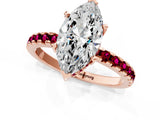 Rose gold Marquise Cut Diamond Solitaire Ring with Pavé Band and Four-Prong Setting_1