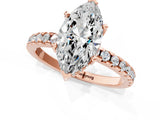 Rose gold Marquise Cut Diamond Solitaire Ring with Pavé Band and Four-Prong Setting_1