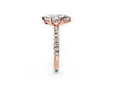 Rose gold Marquise Cut Diamond Solitaire Ring with Pavé Band and Four-Prong Setting_200