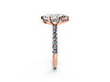 Rose gold Marquise Cut Diamond Solitaire Ring with Pavé Band and Four-Prong Setting_2