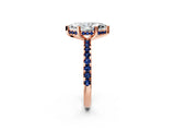 Rose gold Marquise Cut Diamond Solitaire Ring with Pavé Band and Four-Prong Setting_2