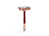Rose gold Marquise Cut Diamond Solitaire Ring with Pavé Band and Four-Prong Setting_2