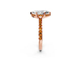 Rose gold Marquise Cut Diamond Solitaire Ring with Pavé Band and Four-Prong Setting_2