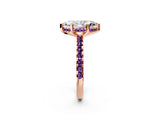 Rose gold Marquise Cut Diamond Solitaire Ring with Pavé Band and Four-Prong Setting_2