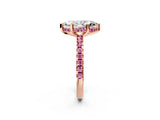 Rose gold Marquise Cut Diamond Solitaire Ring with Pavé Band and Four-Prong Setting_2