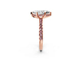 Rose gold Marquise Cut Diamond Solitaire Ring with Pavé Band and Four-Prong Setting_2