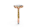 Rose gold Marquise Cut Diamond Solitaire Ring with Pavé Band and Four-Prong Setting_2