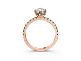 Rose gold Marquise Cut Diamond Solitaire Ring with Pavé Band and Four-Prong Setting_3