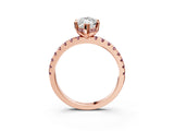 Rose gold Marquise Cut Diamond Solitaire Ring with Pavé Band and Four-Prong Setting_3
