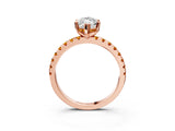 Rose gold Marquise Cut Diamond Solitaire Ring with Pavé Band and Four-Prong Setting_3