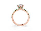 Rose gold Marquise Cut Diamond Solitaire Ring with Pavé Band and Four-Prong Setting_3