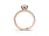 Rose gold Marquise Cut Diamond Solitaire Ring with Pavé Band and Four-Prong Setting_3