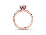 Rose gold Marquise Cut Diamond Solitaire Ring with Pavé Band and Four-Prong Setting_3