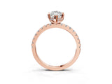 Rose gold Marquise Cut Diamond Solitaire Ring with Pavé Band and Four-Prong Setting_3