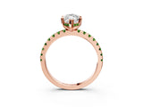 Rose gold Marquise Cut Diamond Solitaire Ring with Pavé Band and Four-Prong Setting_3