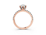 Rose gold Marquise Cut Diamond Solitaire Ring with Pavé Band and Four-Prong Setting_3